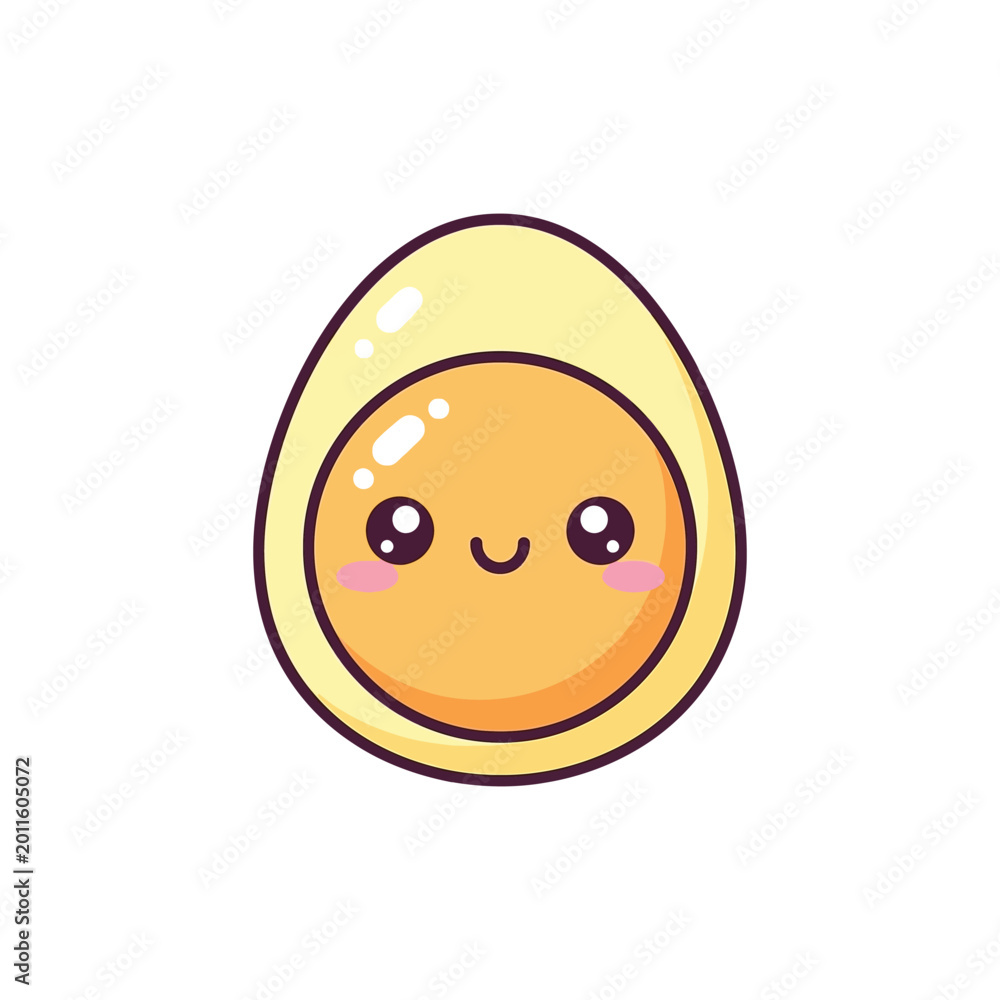 Fototapeta premium Cute Smiling Egg Character Face.