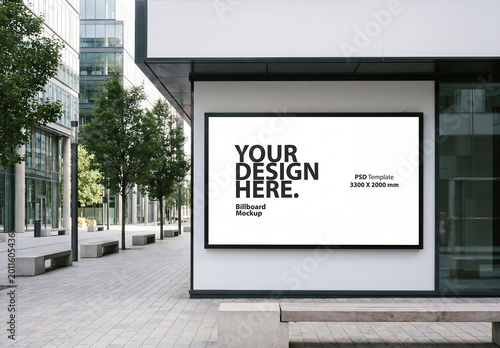 Horizontal billboard poster Mockup on the wall