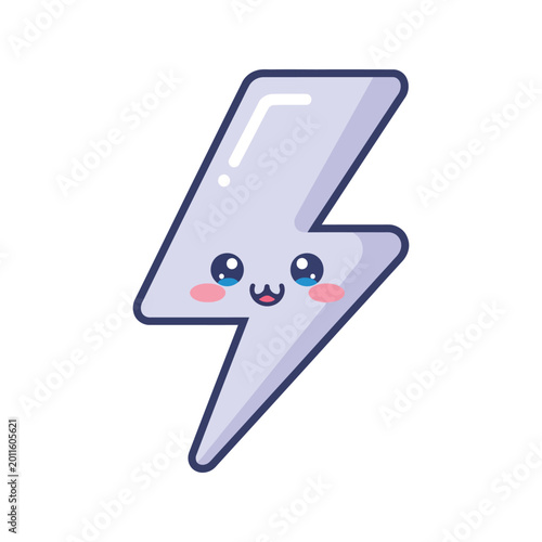 Foto Cute cartoon smiling lightning bolt character.