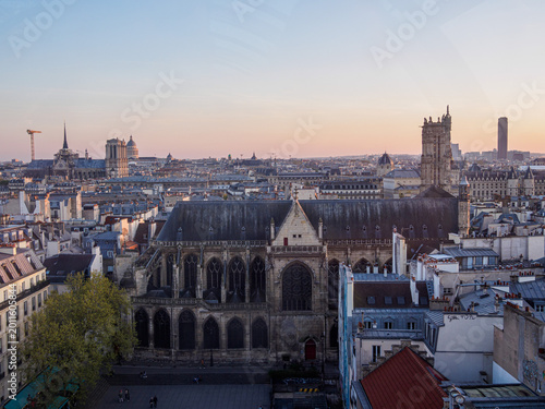 Принти на полотні L'Eglise Saint Merry, la Tour Saint jacques, Notre-Dame, Le Panthéon, la tour Mo