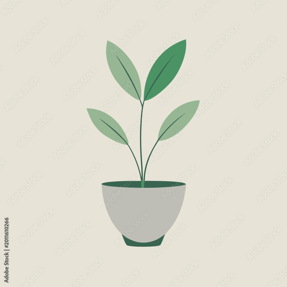 Fototapeta premium Floating Indoor Plant Minimal Scandinavian Vector Illustration
