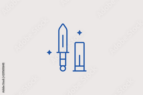 Canvas Print Ancient dagger and scabbard line icon for historical weaponry and archeological finds