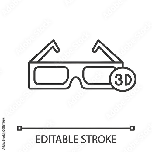 Schilderij op canvas 3D glasses linear icon