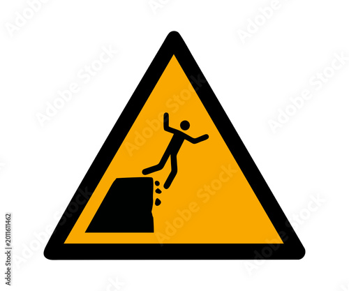 ISO 7010 W052 Warning Unstable cliff edge sign illustration on transparent background. 

