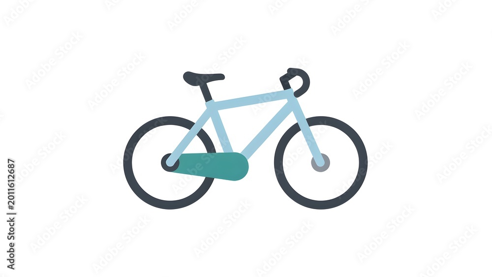 Fototapeta premium Blue Bicycle with Teal Chain Guard in Minimal Style