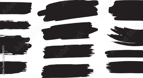 Tableau sur toile Mega bundle of different ink brush strokes:rectangle,square and round freehand drawings