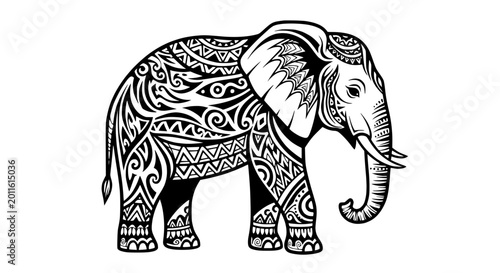 Billede på lærred Tribal Elephant Tattoo Design