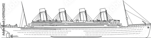 Schilderij op canvas Ship Icon Set with Cruise, Ocean Liner, Maritime, and Sailing Vessel Illustratio
