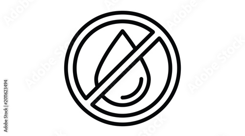 Free Download No water or waterproof icon design showing a forbidden drop symbol within a crossed-out circle for warnings on transparent background. - GFXLoad