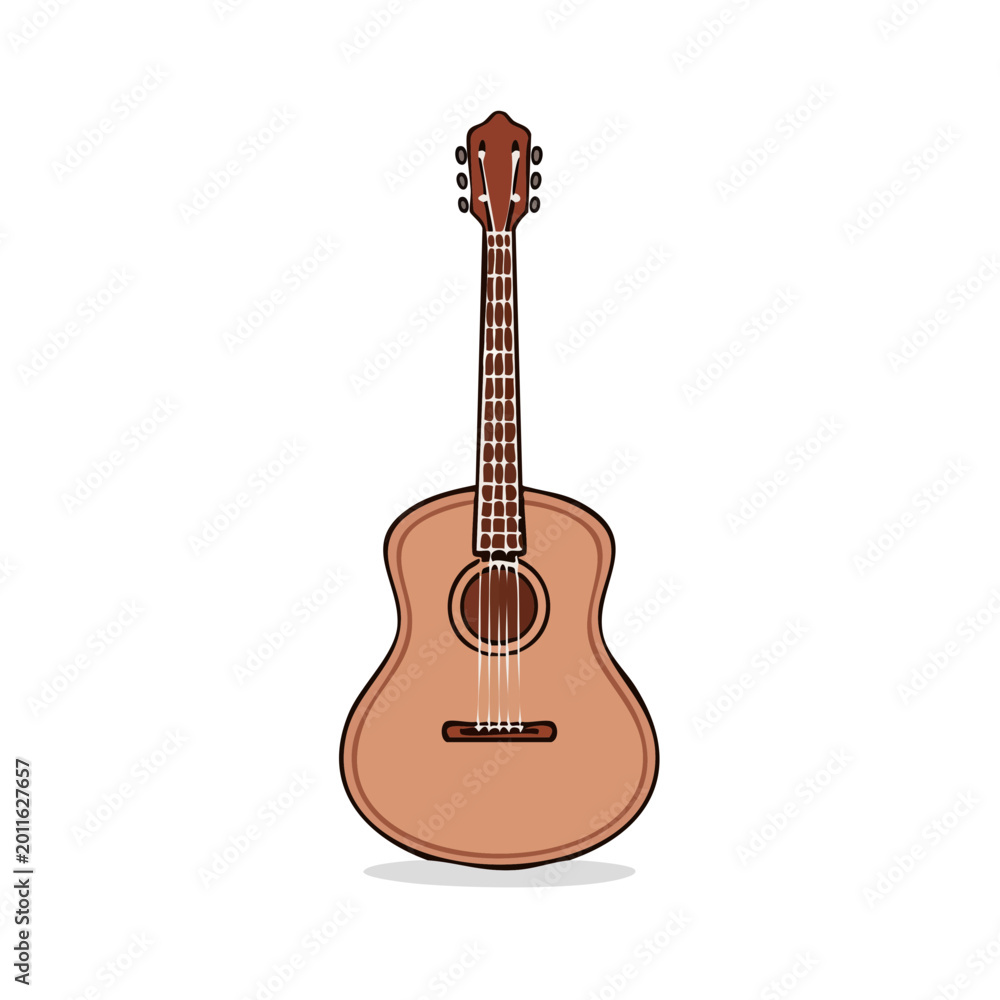 Naklejka premium Acoustic guitar illustration with six strings and wooden body