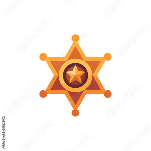 Canvas Print Sheriff badge star emblem for law enforcement, colorful illustration