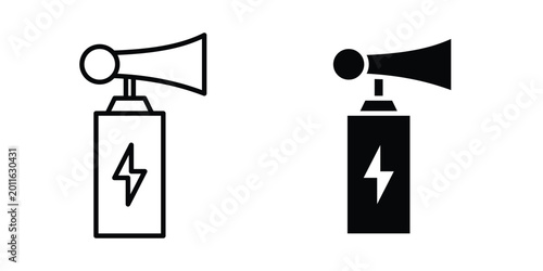 Photography Air horn icon set. Black vector symbols