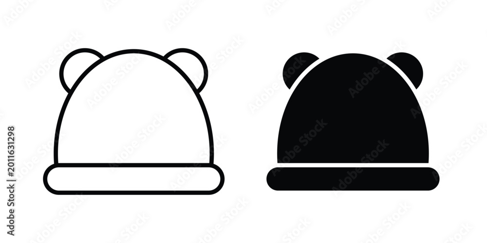 Fototapeta premium Baby hat icon set. Black vector symbols