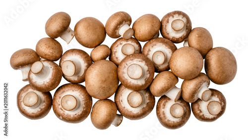 Tableau sur toile Pile of fresh brown cremini mushrooms, isolated on transparent background