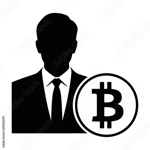 Business professional with bitcoin logo flat design vector