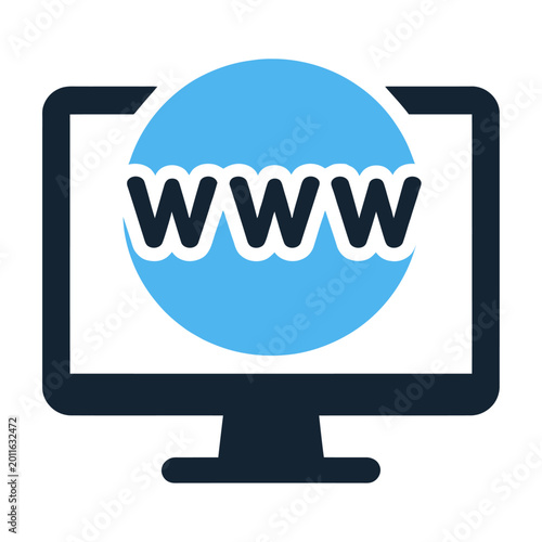 World wide web concept on computer screen flat design vector