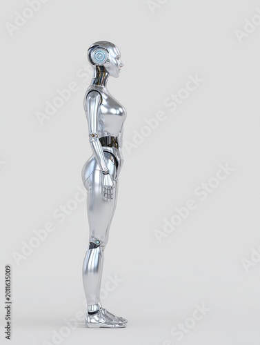 Exploring the future of humanity futuristic human body model digital studio 3d render minimalist environment side view technology concept