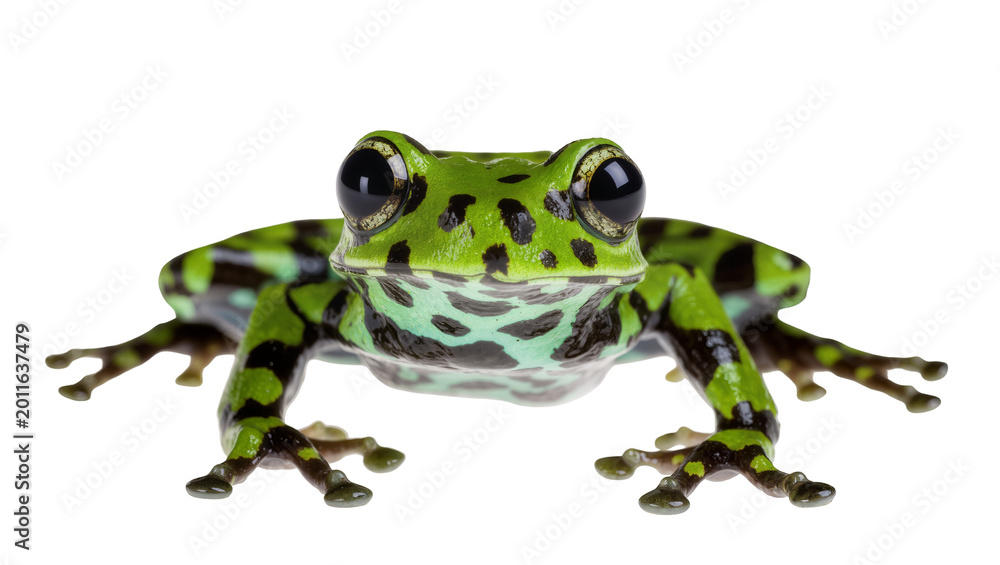 Obraz premium Vibrant Green Glass Frog with Black Spots and Textured Skin
