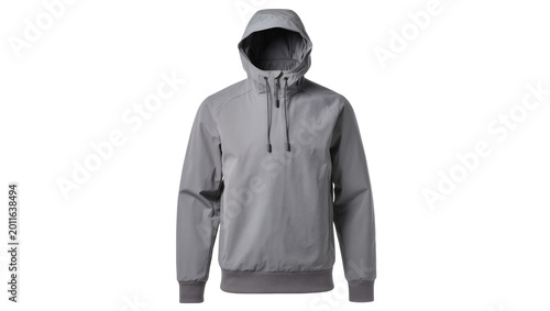 Photos Gray hooded sweatshirt with pockets and drawstring