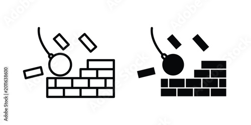 Bilde på lerret Demolition icon set. Black vector symbols