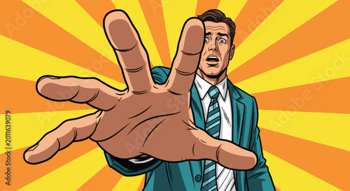 Foto Man reaching out in panic pop art style 1.