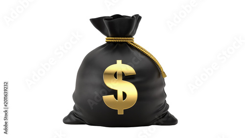 Photos Black velvet moneybag with gold drawstring and dollar sign