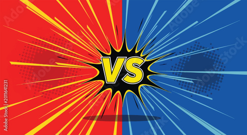 Konstfotografi Versus Symbol Comic Style Red Blue Background.