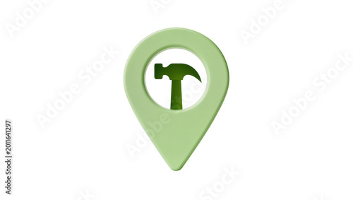 Free Download Pale green Location Marker with Hammer Icon - GFXLoad
