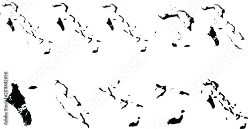 Tableau sur toile Verschiedene Silhouetten und Umrisse der Landkarte der Türkei in Schwarz und Weiß