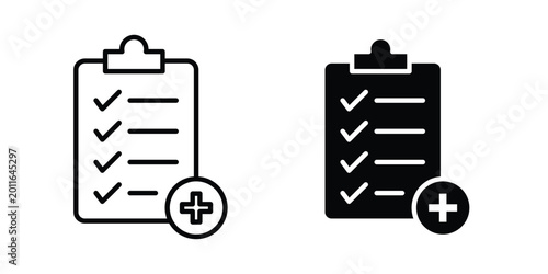 Photos Medical history icon set. Black vector symbols