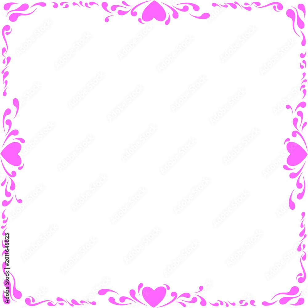 Obraz premium Pink Heart Frame Border Illustration Isolated on Transparent Background, perfect for Valentine's Day, wedding invitations, photo frames, and feminine designs. High-quality isolated PNG.