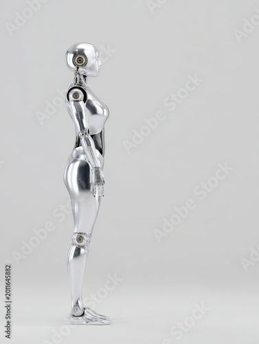 Showcasing futuristic human-like body technology in a minimalist environment with glossy finish a vision of tomorrow