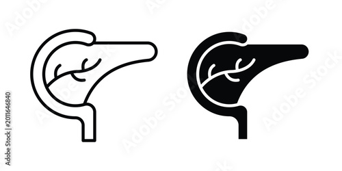 Fotografía pancreas icon set. Black vector symbols