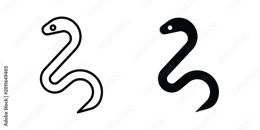 Fototapeta premium Snake icon set. Black vector symbols