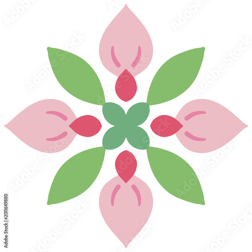 Pink floral folk ornament illustration