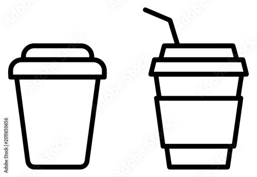 Fotografija coffee cup icon set takeaway disposable paper cup