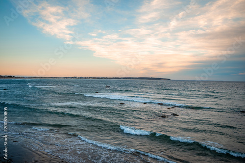 Tableau sur toile Block Island, Rhode Island, New England - Atlantic Ocean Sunset with Waves and C