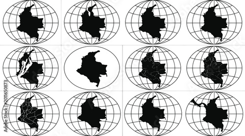 Verschiedene Silhouetten und Umrisse der Landkarte der Türkei in Schwarz und Weiß.