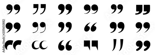 Photography quote mark icon set speech bubble quotation