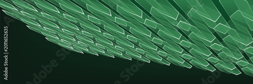 3D green abstract background overlap layer on dark space with hexagons effect decoration. Modern graphic design element cutout style concept for web banner, art, flyer, card, or brochure cover