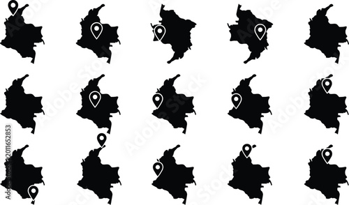 Verschiedene Silhouetten und Umrisse der Landkarte der Türkei in Schwarz und Weiß.