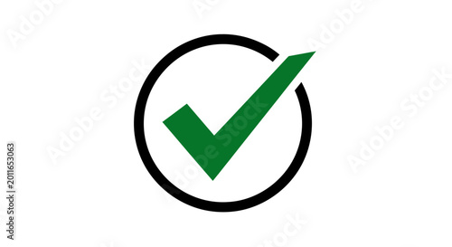 Canvas-taulu Definitive Green Checkmark Inside a Bold Black Circle Icon on Isolated White Bac