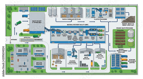 Aerial view of a modern industrial factory complex with multiple buildings and infrastructure.