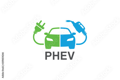 Phev logo featuring a car silhouette with charging plugs