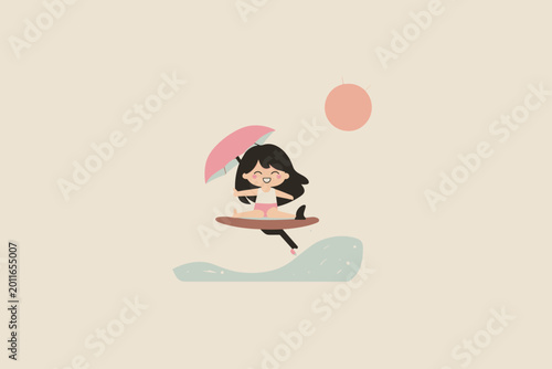 Schilderij op canvas Person Gliding on Wingfoil with Colorful Sail Above Water