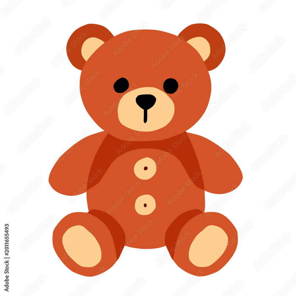 Fototapeta premium Cute teddy bear with soft colors in flat style for kids