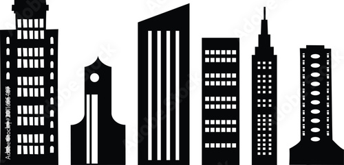 Silhouette of a Big City Skyline with Famous Landmarks