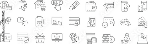 Foto Online payment set of web icons in line style