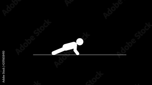 Pictogram men Push Up Exercise Icon. Minimal fitness pictogram animation with modern exercise icon.