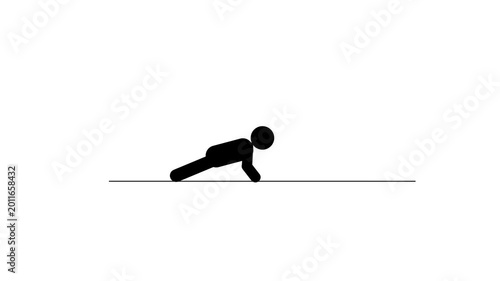 Pictogram men Push Up Exercise Icon. Minimal fitness pictogram animation with modern exercise icon.